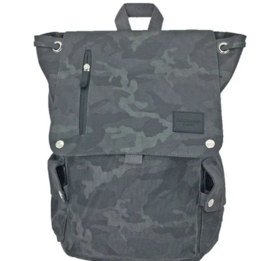 Duchamp London Camo Flapover Backpack in Charcoal Green